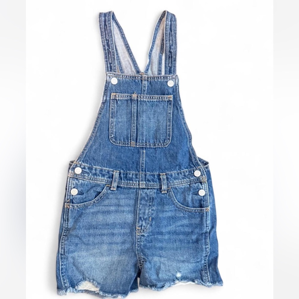 Old Navy Girls Kids blue denim shorts summer spring overalls Size M
